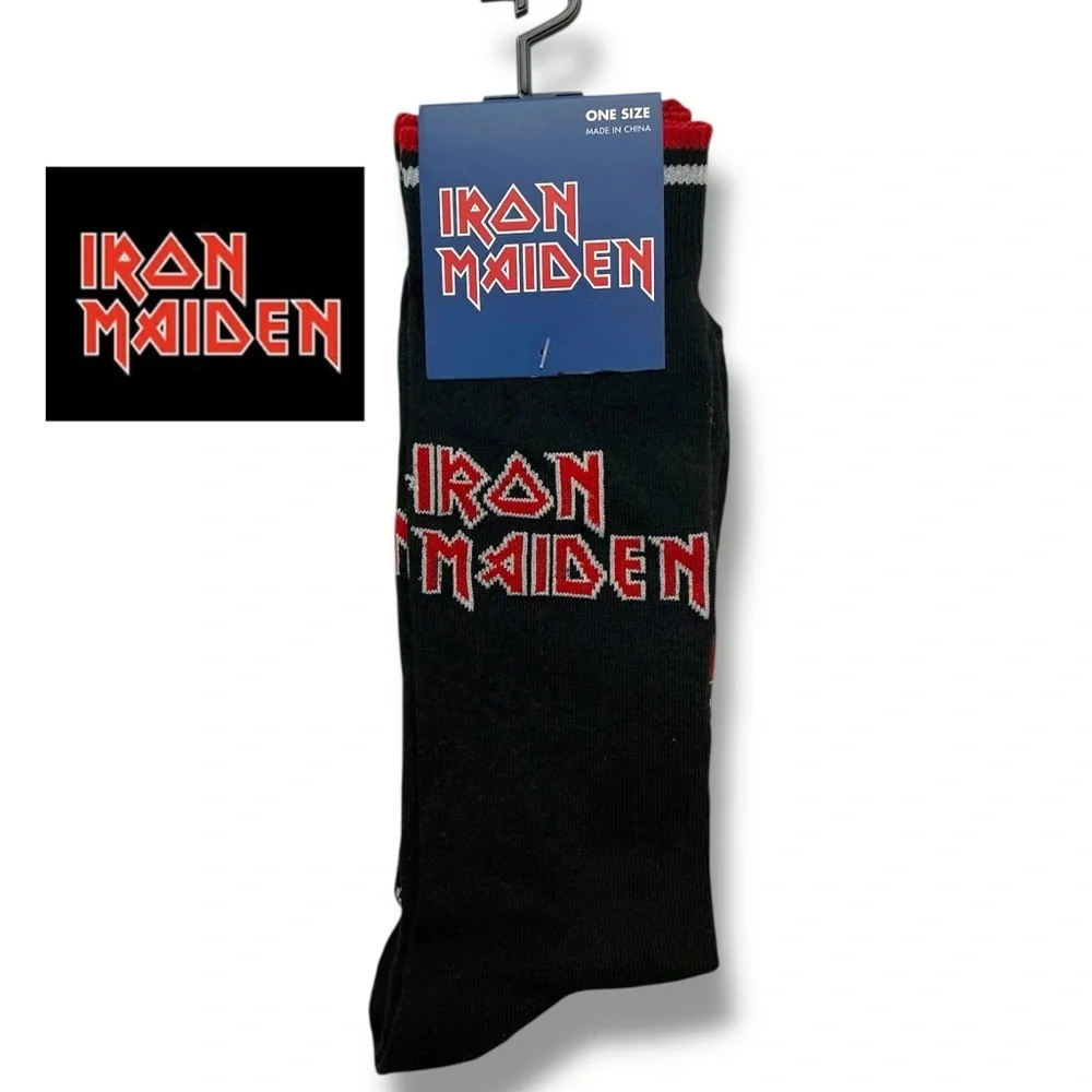 Iron Maiden Band Socks Novelty Fun Men’s Unisex Black Red Adult One Size 7-12